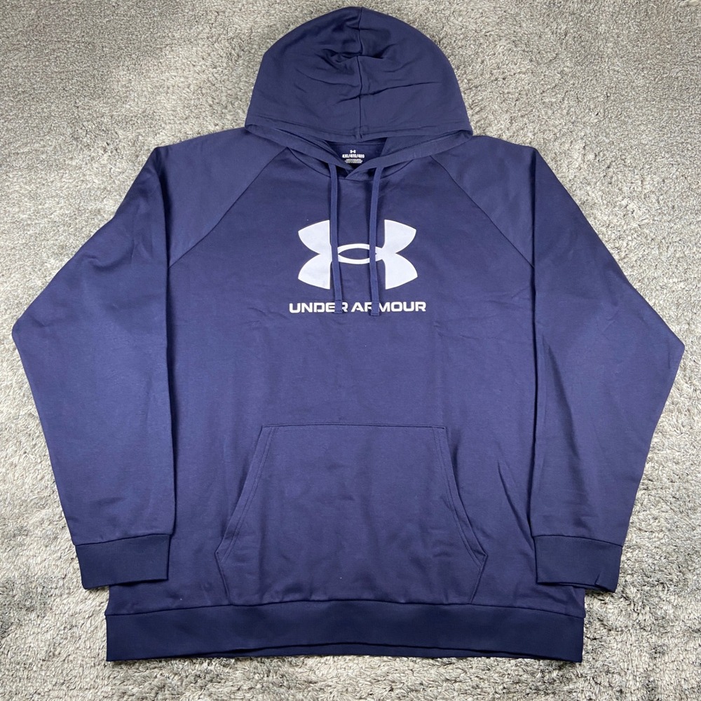 Under Armour Rival Fleece Logo Hoodie Mens 4XL Navy Blue HD Pullover 1379758-410